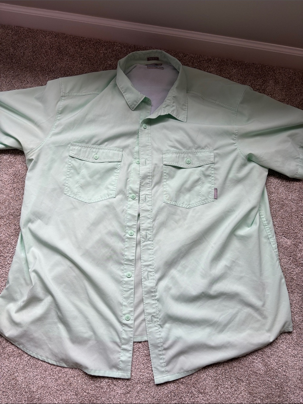 Casual Short-Sleeve Button-Down Shirt in Mint Green